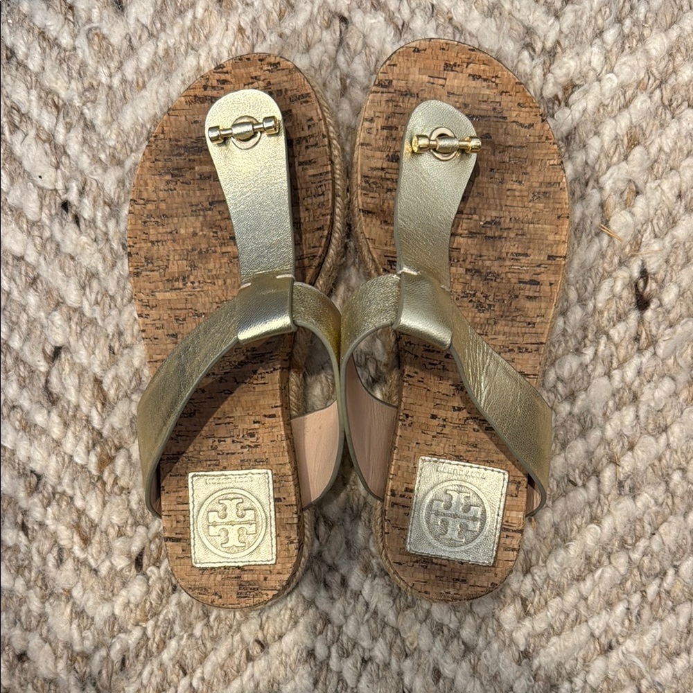 Tory Burch Gold Cork Sandals